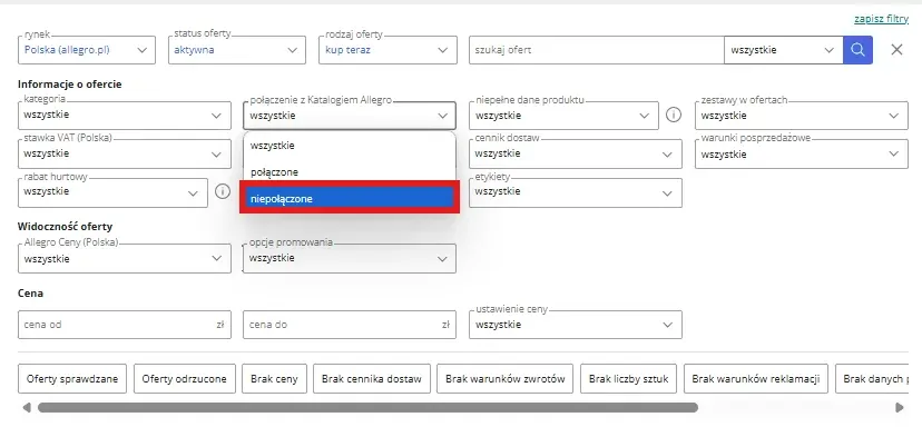 Łączenie produktu z katalogiem