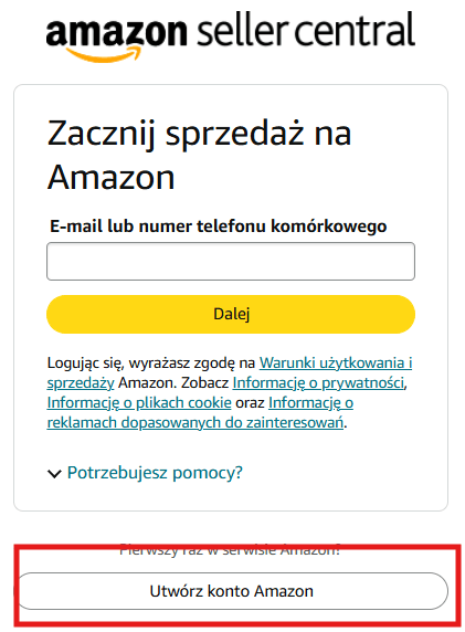 Utwórz konto Amazon