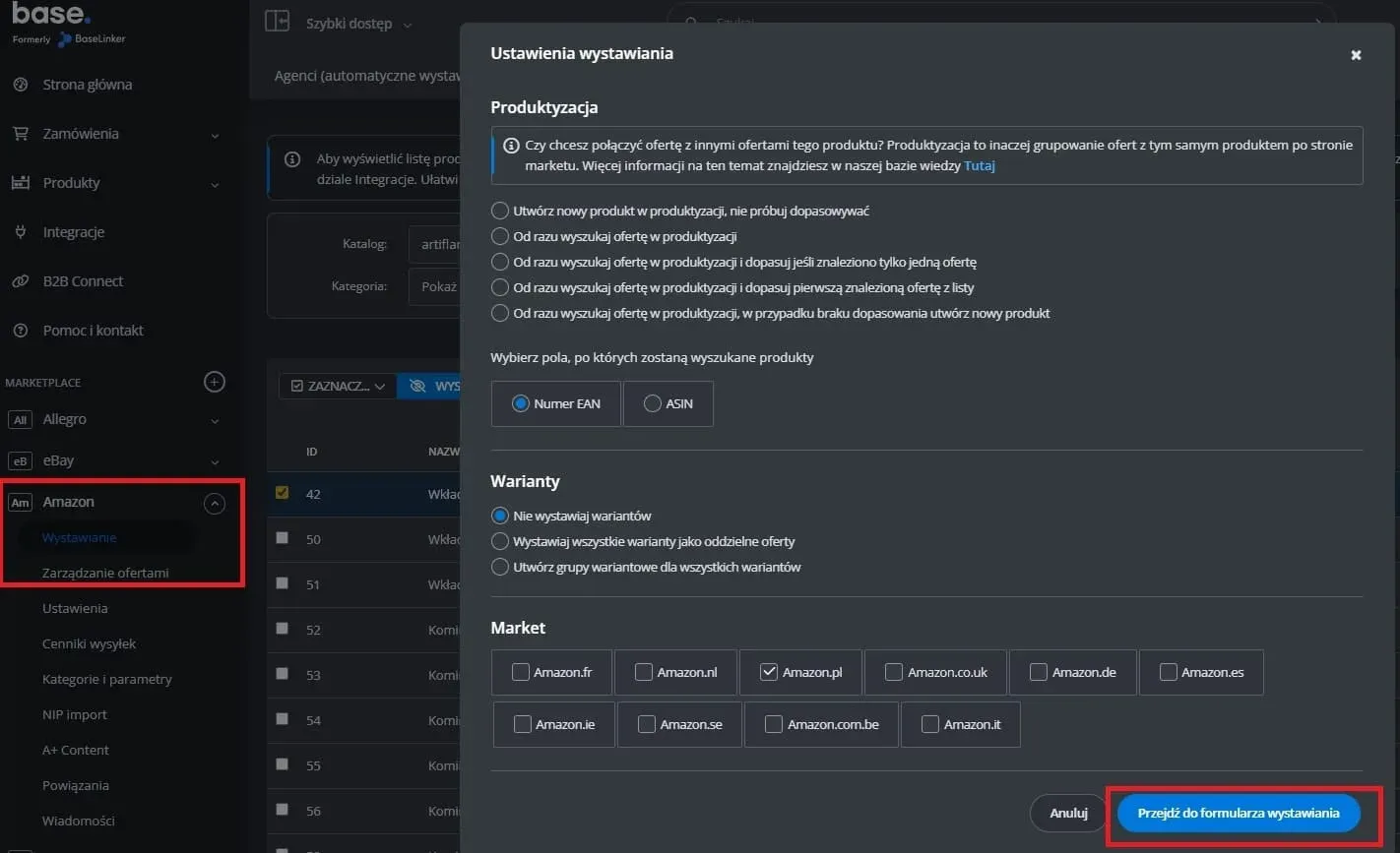 Importowanie produktów z platformy Base