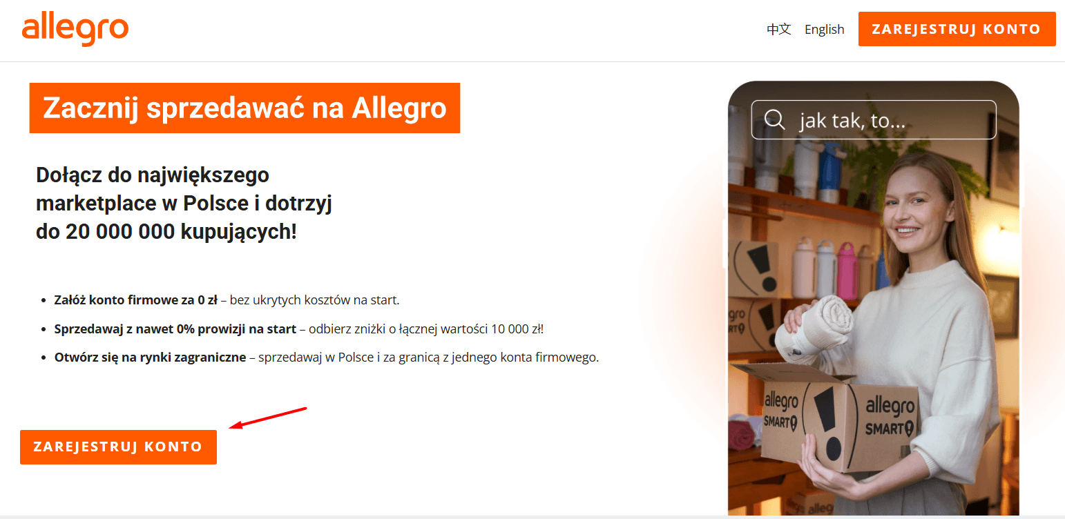 Rejestracja konta Allegro