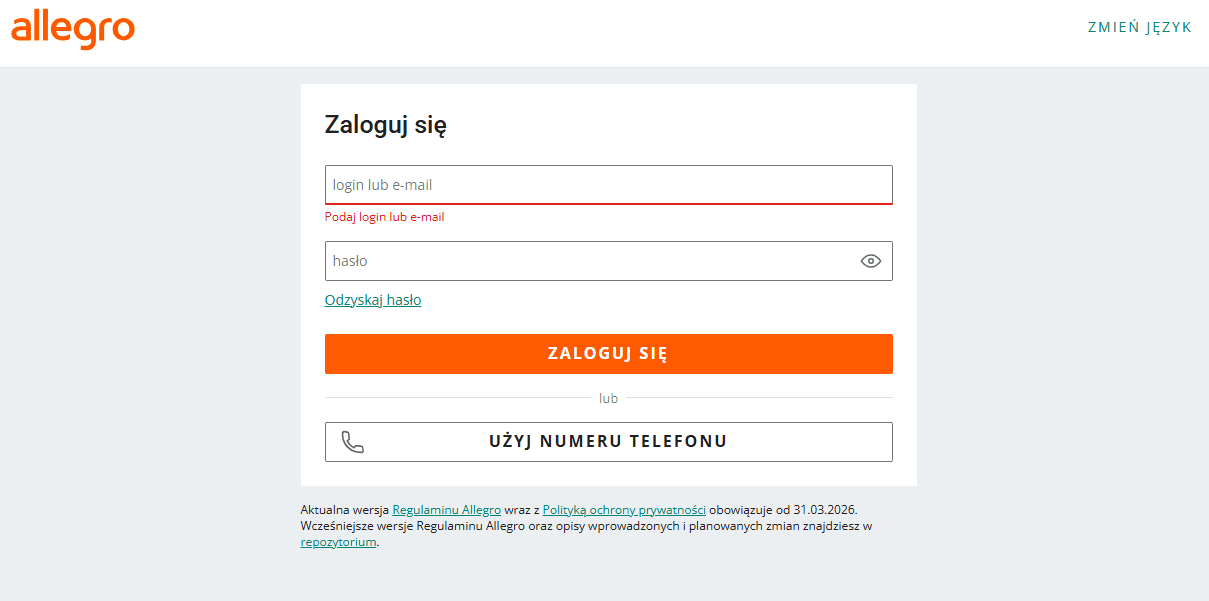 Zaloguj się na konto klienta w Sales Center.