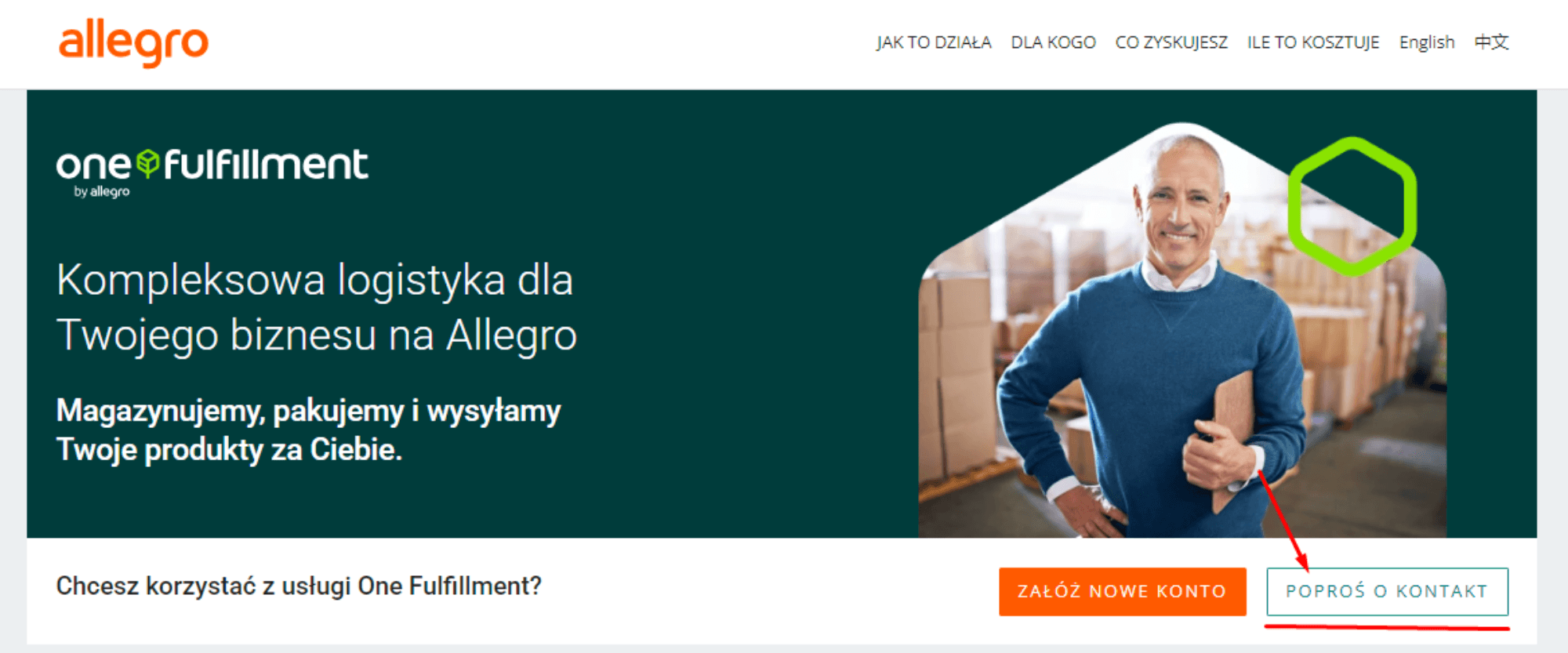 Kontakt z opiekunem ds. Allegro Fulfillment poprzez zgłoszenie na stronie Allegro