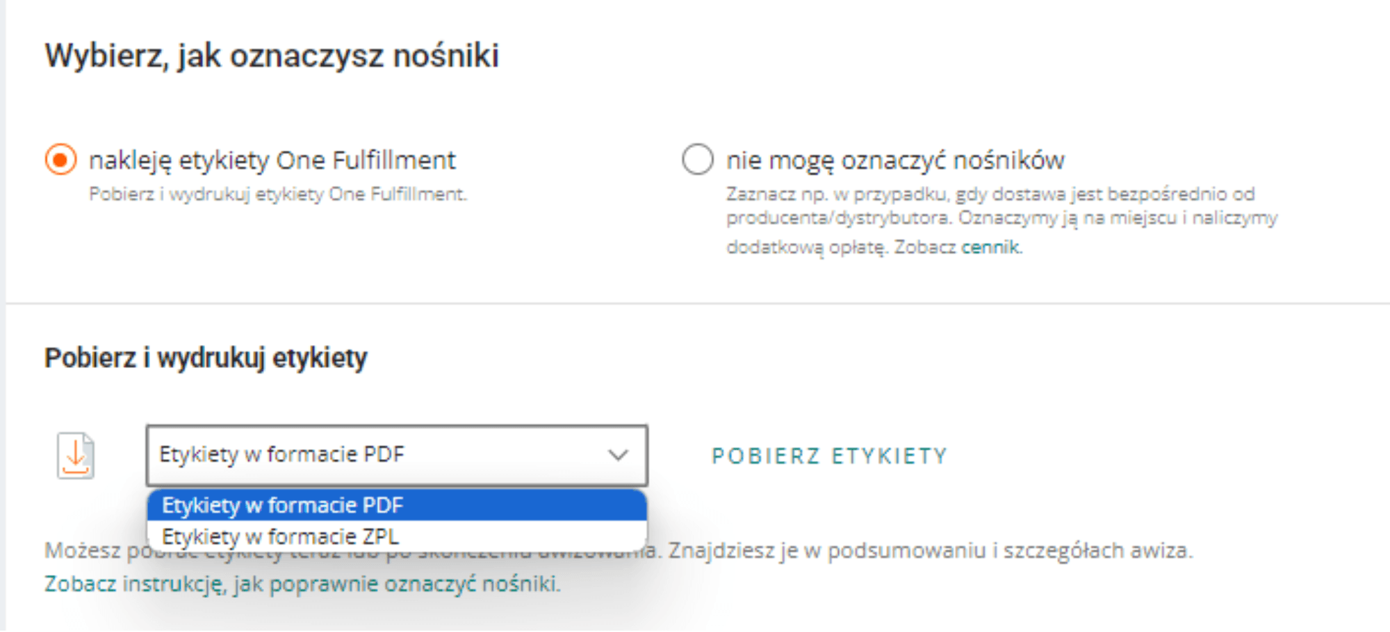 Wybieramy oznaczenie nośników