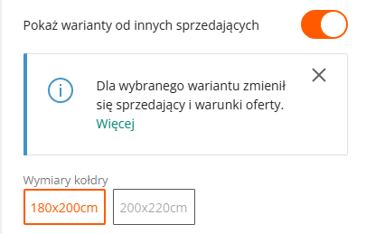 Widok wariantów od wszystkich sprzedających