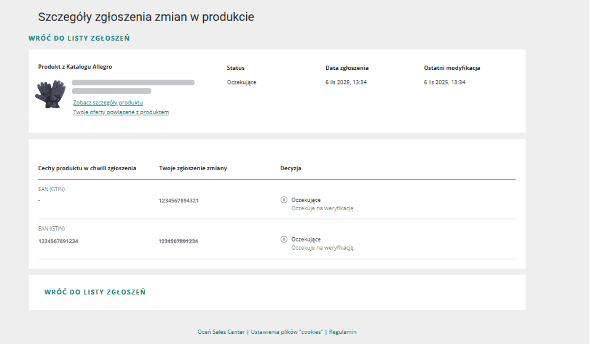 Status zgłoszenia