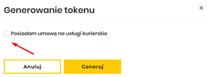 Jeżeli posiadasz umowę kurierską z Inpost, zaznacz Posiadam umowę na usługi kurierskie