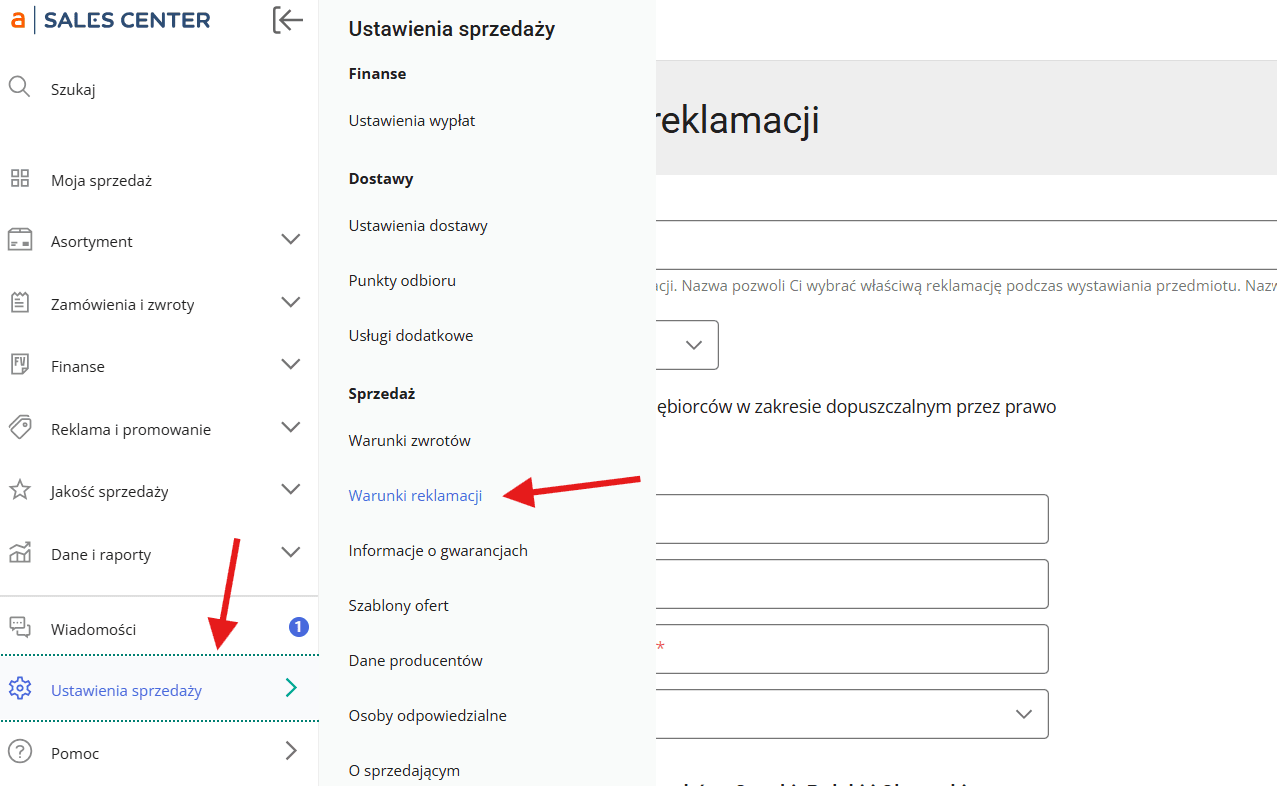 Warunki reklamacji