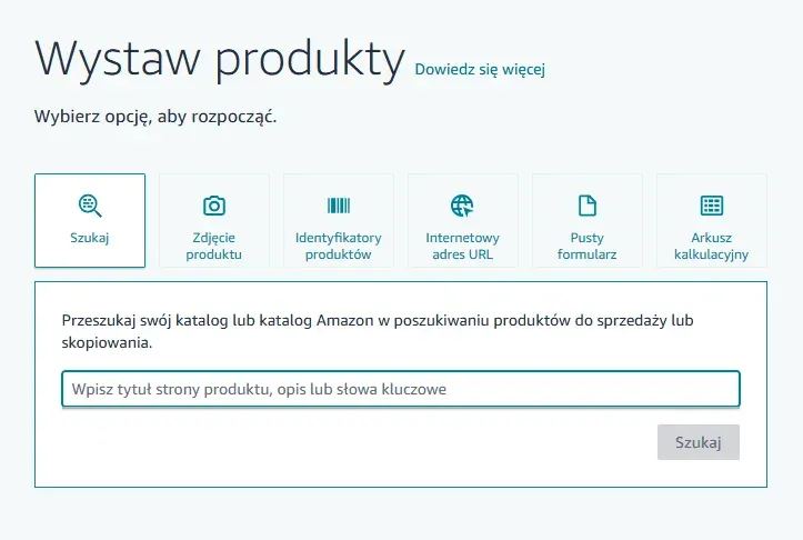 Dodawanie produktu istniejącego w katalogu Amazon