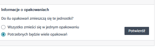 Wybieramy czy nasza dostawa jest podzielona na kilka kartonów czy znajduje się w jednym