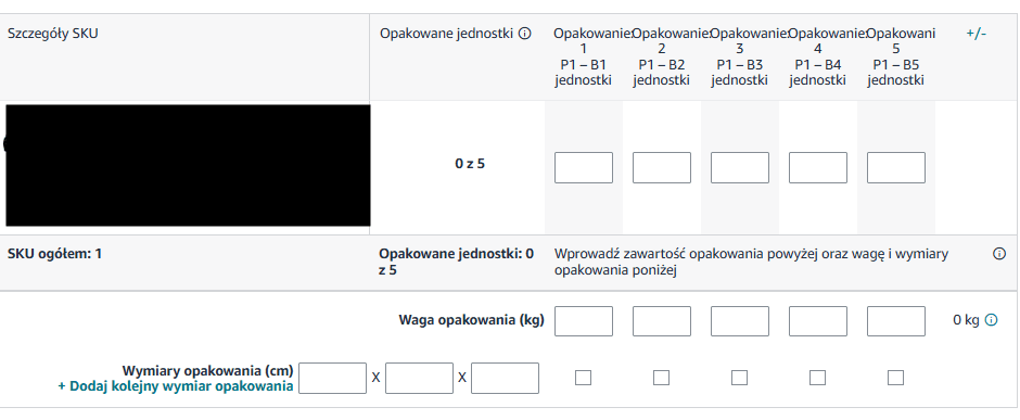 Uzupełniamy ilości w danym kartonie zgodnie z wysłaną wcześniej listą
