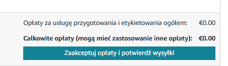 Zaakceptuj opłaty i potwierdź przesyłki