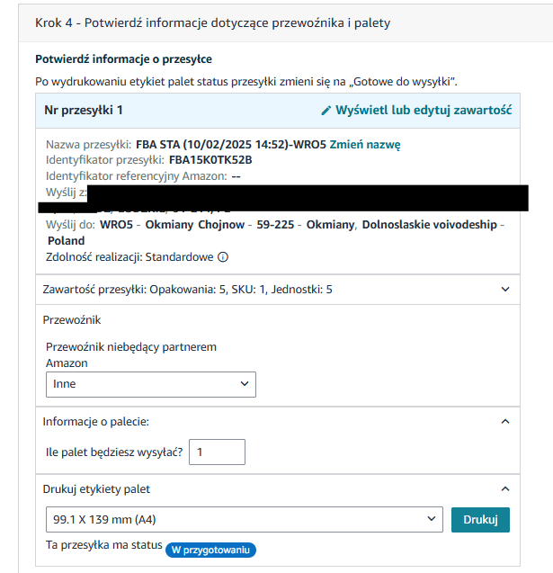 Pobieramy etykiety, którymi należy okleić paletę z 4 stron